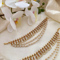 Trendy 3 Layered Pearl Maatil-Ear Chain-G14249