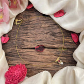 Vriksham Minimalist Round Shape Pendant Invisible Chain-Red-G20601