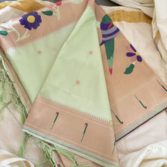 Mint Green Shilpa Shetty Saree - Paithani Semi Silk Saree -VS3631