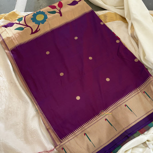 Purple Shilpa Shetty Saree - Paithani Semi Silk Saree -VS3624