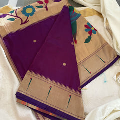Purple Shilpa Shetty Saree - Paithani Semi Silk Saree -VS3624