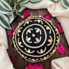 Vriksham Royal Diya & Leaf Motif Juda Net Juda Hair Net With Hair Bun Cage Accessory-BH1277