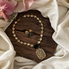 Designer Emerald Green AD Stone Pendant Neckpiece -Geometric-G12594