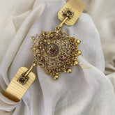 Vriksham Premium AD Stone Dual Peacock Pendant Hipbelt-G17594