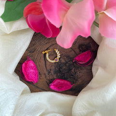 Designer AD Stone Nath / Nose pin-Red White-G13793