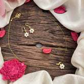 Vriksham Simple Floral Pendant Invisible Chain-White Green-G20602