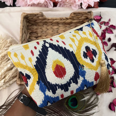 Vriksham Designer Off White Cotton Pouch, Purse for Women with Zipper-G19044