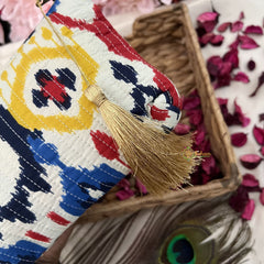 Vriksham Designer Off White Cotton Pouch, Purse for Women with Zipper-G19044