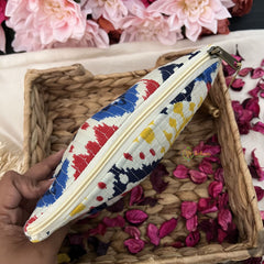 Vriksham Designer Off White Cotton Pouch, Purse for Women with Zipper-G19044