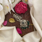 Vriksham Green Victorian Diamond Maang Tikka-Green Bead-G17585