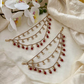 Trendy 3 Layer Pearl Maatil-Ear Chain-Red Bead-G14242