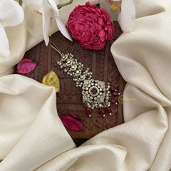 Vriksham Red Victorian Diamond Maang Tikka-Red Bead-G17587