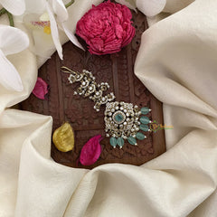 Vriksham Aqua Green Victorian Diamond Maang Tikka-Aqua Green Bead-G17589