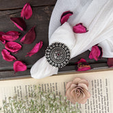 Vriksham Elegant Spiral Sunburst Oxidized Silver Adjustable Finger Ring-S1017