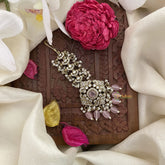 Vriksham Pastel Pink Victorian Diamond Maang Tikka-Pastel Pink Bead-G17588