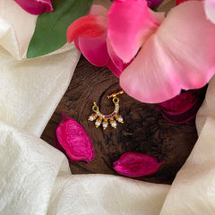 Premium Red White Green AD Stone Nath / Nose pin-Pearl-G13836