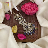 Vriksham Purple Victorian Diamond Maang Tikka-Purple Bead-G17586