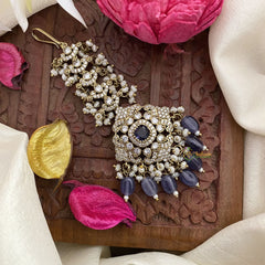 Vriksham Purple Victorian Diamond Maang Tikka-Purple Bead-G17586