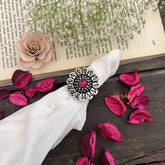 Vriksham Designer Elegant Oxidized Silver Adjustable Finger Ring-S1024