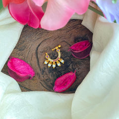 Premium Red White AD Stone Nath / Nose pin-Pearl-G13839