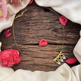 Vriksham Traditional 3 Round & Leaf Pendant Invisible Chain-White Green-G20609