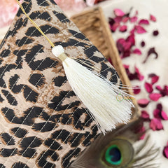 Vriksham Designer Cotton Pouch, Purse for Women with Zipper-Leopard Print-Beige-G19036