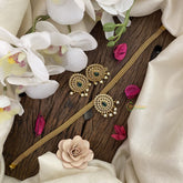 Vriksham Traditional Addigai Choker Neckpiece-Tilak - Green -G17652