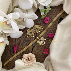 Vriksham Traditional Addigai Choker Neckpiece-Tilak - Green -G17652