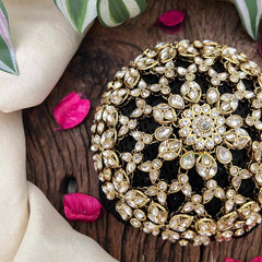 Vriksham Sparkling Starburst Teardrop Stone Juda Net With Hair Bun Cage Accessory-BH1272