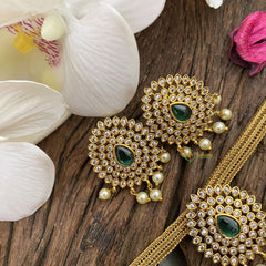 Vriksham Traditional Addigai Choker Neckpiece-Tilak - Green -G17652