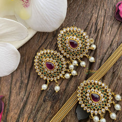 Vriksham Traditional Addigai Choker Neckpiece-Tilak-Red Green -G17651