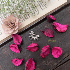 Vriksham Oxidized Elegant Floral Half Moon Nose Ring Pierced Nath-Red Green-S1029