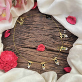 Vriksham Premium 5 Round & Leaf Pendant Invisible Chain-Blue-G20614