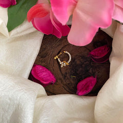 Gold Polish White AD Stone Nath / Nose pin-G13772