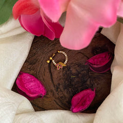 Gold Polish Red White AD Stone Nath / Nose pin-G13771