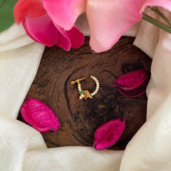 Gold Polish Red White Green AD Stone Nath / Nose pin-G13773