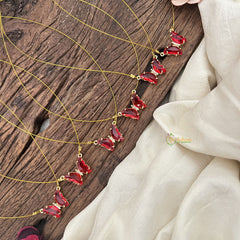 Vriksham Red Butterfly Pendant Invisible Chain-6 pieces Set-Return Gif-RG231