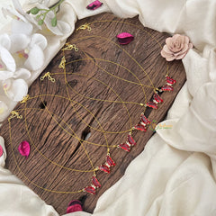 Vriksham Red Butterfly Pendant Invisible Chain-6 pieces Set-Return Gif-RG231