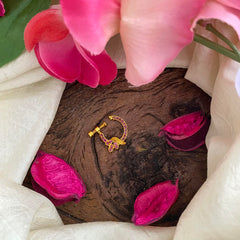 Gold Polish Red AD Stone Nath / Nose pin-G13774