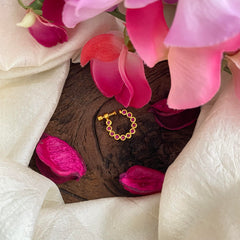 Premium Gold Alike White Nath / Nose pin-Red-G13785