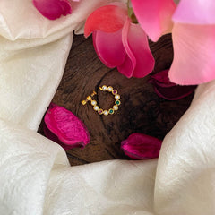 Premium Gold Alike White Nath / Nose pin-Red Green White-G13784