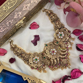 Vriksham Elegant 1 gm Gold Lakshmi Coin & Peacock Short Neckpiece -G17054