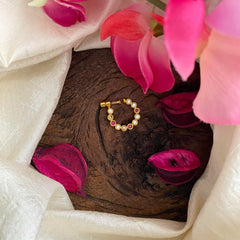 Premium Gold Alike White Nath / Nose pin-Red White-G13782