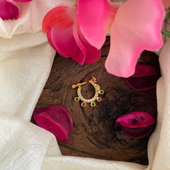 Red Green AD Stone Peacock Nath / Nose pin-G13800