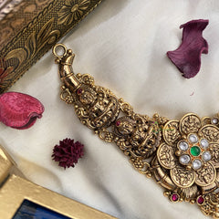 Vriksham Elegant 1 gm Gold Lakshmi Coin & Peacock Short Neckpiece -G17054