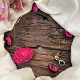 Vriksham Classic Pear Shape AD Stone Pendant Invisible Chain-Green-G20596