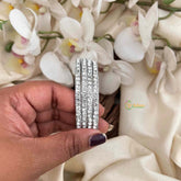 Vriksham Serene Silver Moissanite Eternity Metal & Crystal Studded Accents Bangle Set -G21991