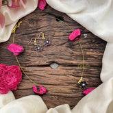 Vriksham Floral Minakari Work Pendant Invisible Chain-Purple-G20584