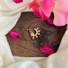 Unique Red White AD Stone Nath / Nose pin-Flower-G13816