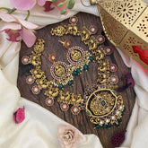 Premium AD Stone Reversible Pendant Neckpiece-Lakshmi Short Neckpiece-G3359